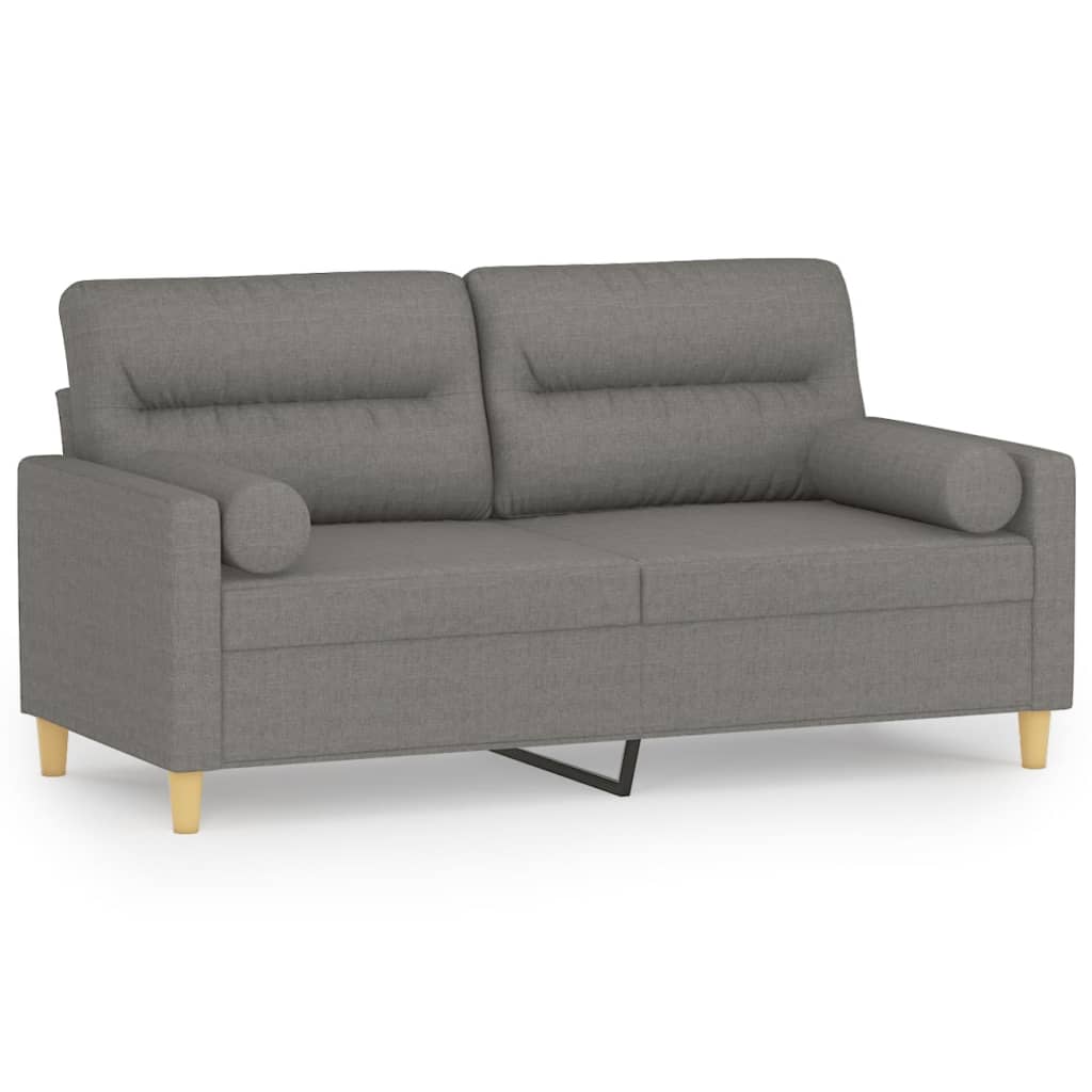 Sofá 2 plazas con almohadas y cojines tela gris oscuro 140 cm vidaXL