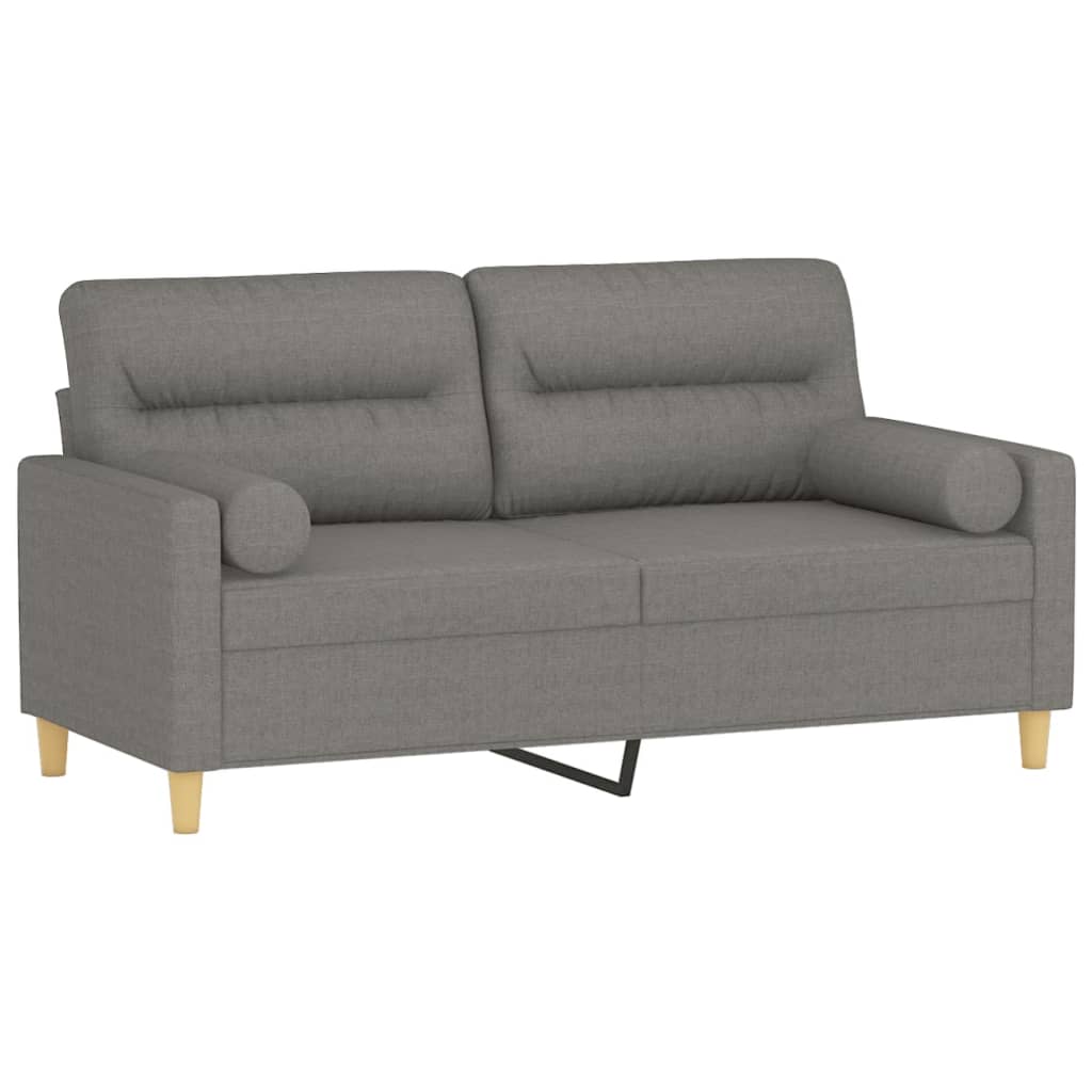 Sofá 2 plazas con almohadas y cojines tela gris oscuro 140 cm vidaXL