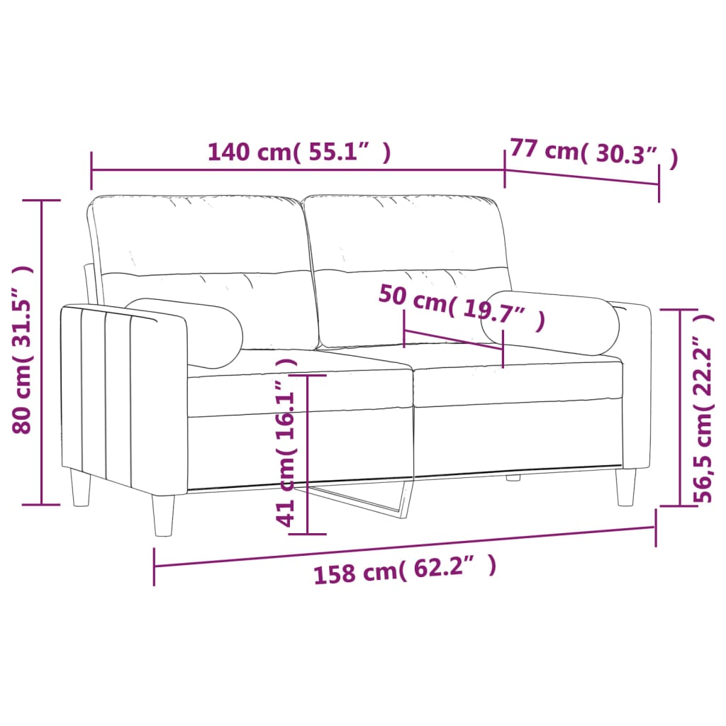 Sofá 2 plazas con almohadas y cojines tela gris oscuro 140 cm vidaXL