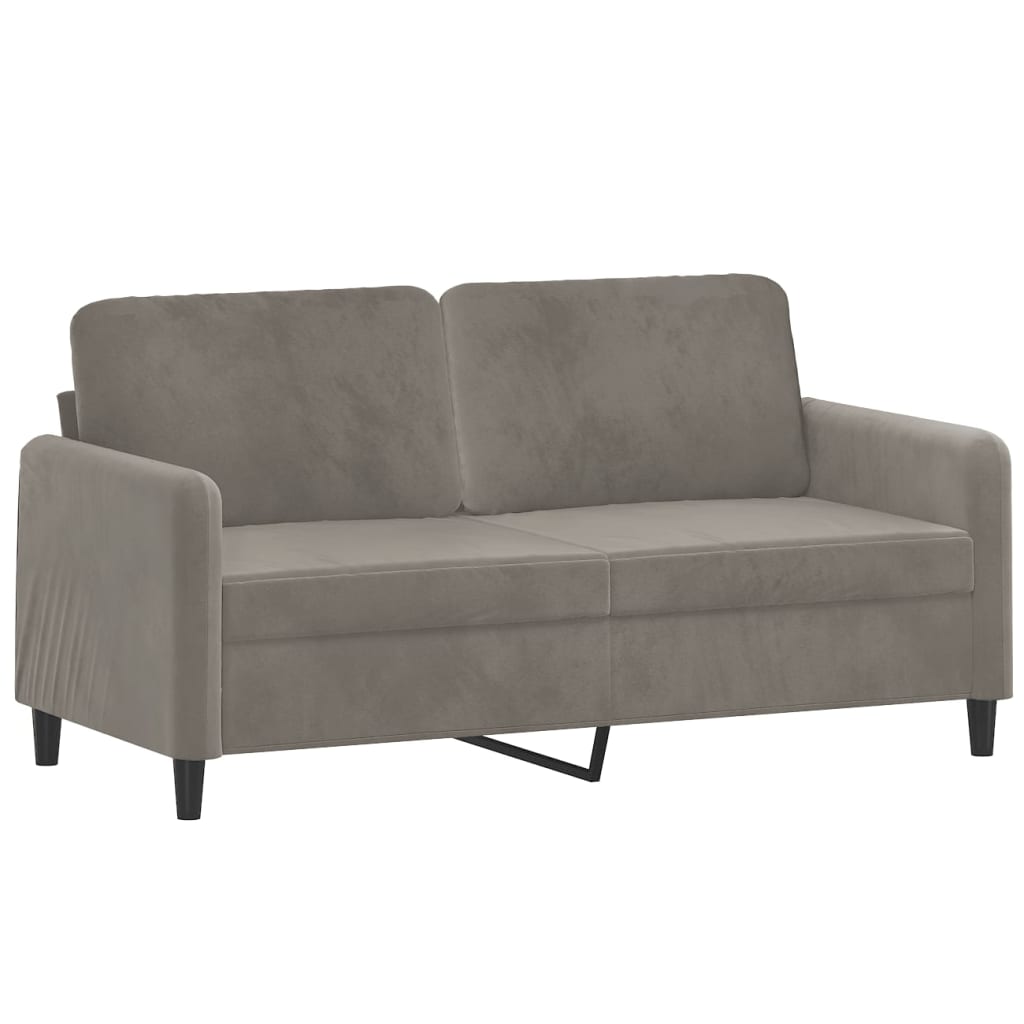 Sofá 2 plazas almohadas y cojines terciopelo gris claro 140 cm vidaXL