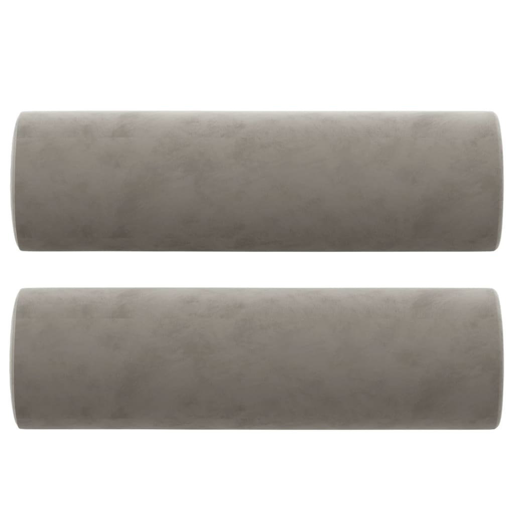 Sofá 2 plazas almohadas y cojines terciopelo gris claro 140 cm vidaXL