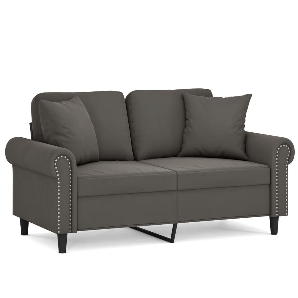 Sofá 2 plazas almohadas y cojines terciopelo gris oscuro 120 cm vidaXL