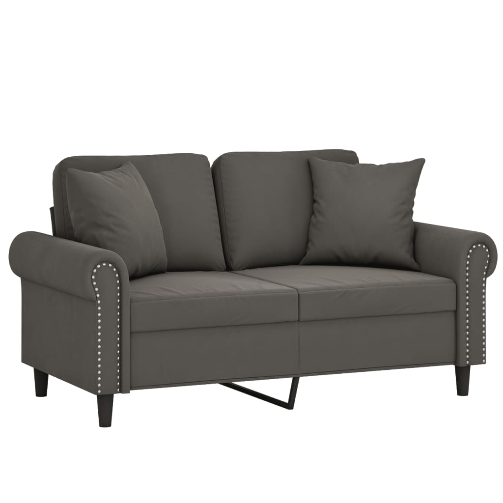 Sofá 2 plazas almohadas y cojines terciopelo gris oscuro 120 cm vidaXL