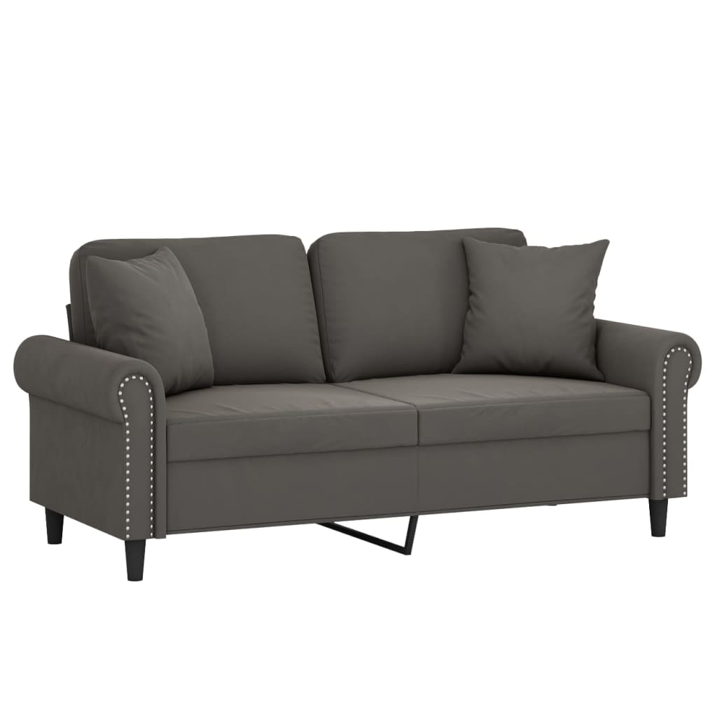 Sofá 2 plazas almohadas y cojines terciopelo gris oscuro 140 cm vidaXL