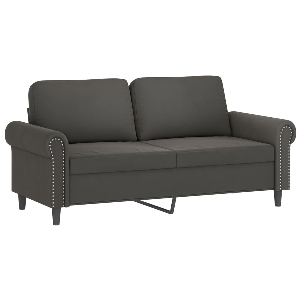 Sofá 2 plazas almohadas y cojines terciopelo gris oscuro 140 cm vidaXL