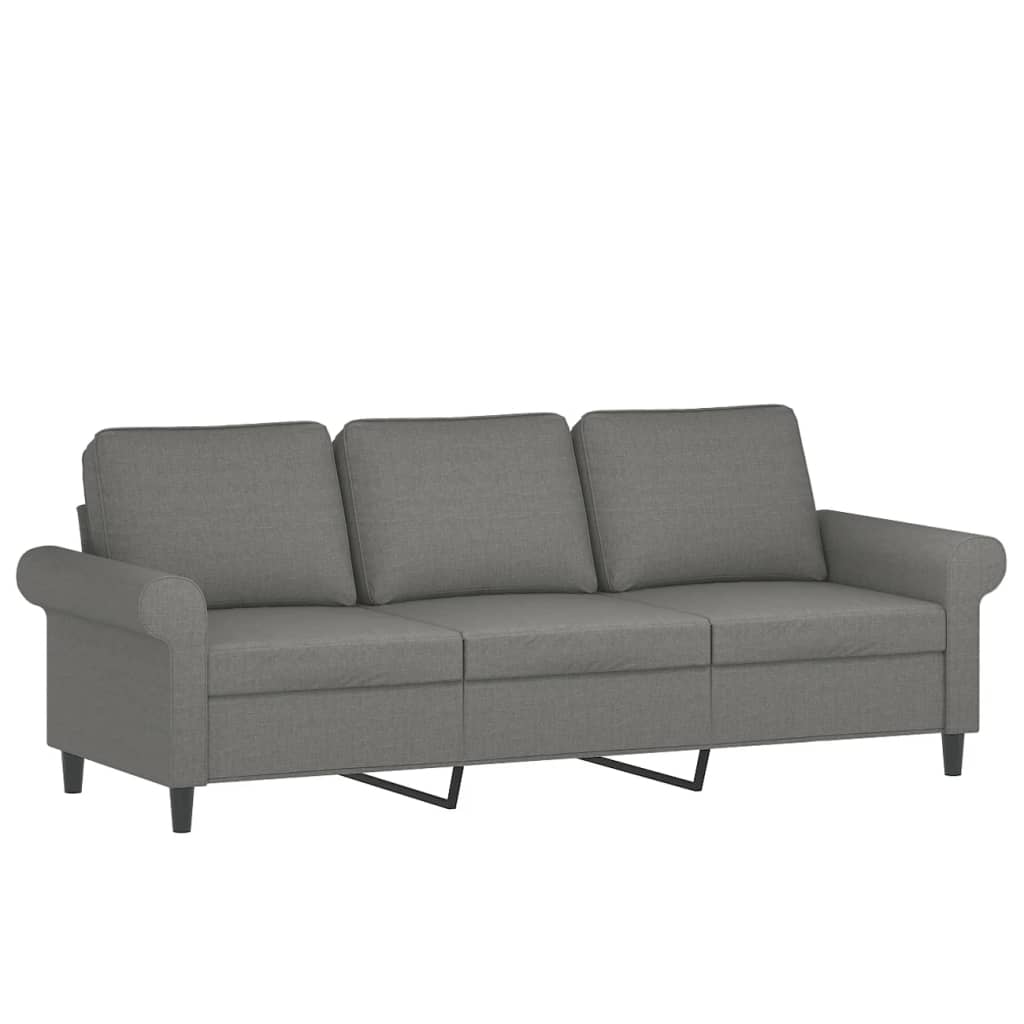 Sofá 3 plazas con almohadas y cojines tela gris oscuro 180 cm vidaXL