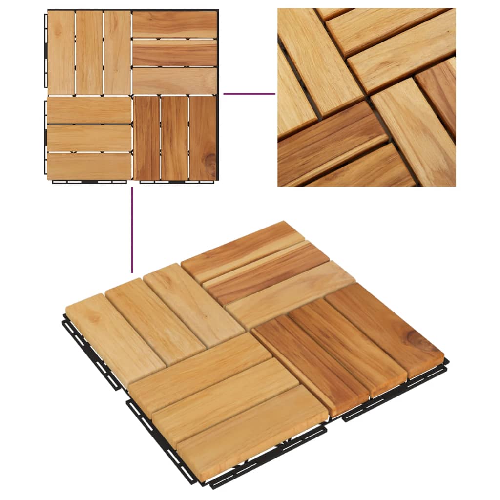 Terrace tiles 20 pcs solid teak wood 30x30 cm v5999 - Vetonek