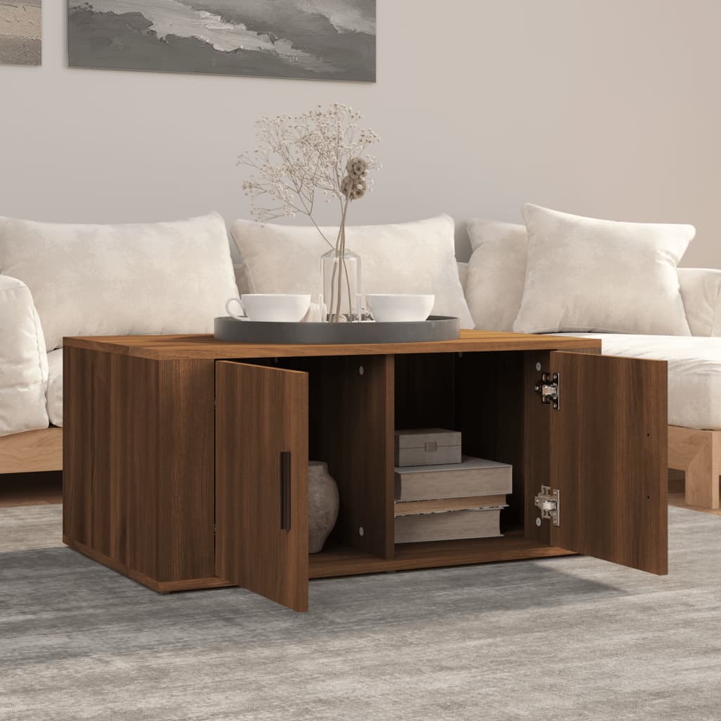 Brown Oak Wood Center Table 80x50x36 cm