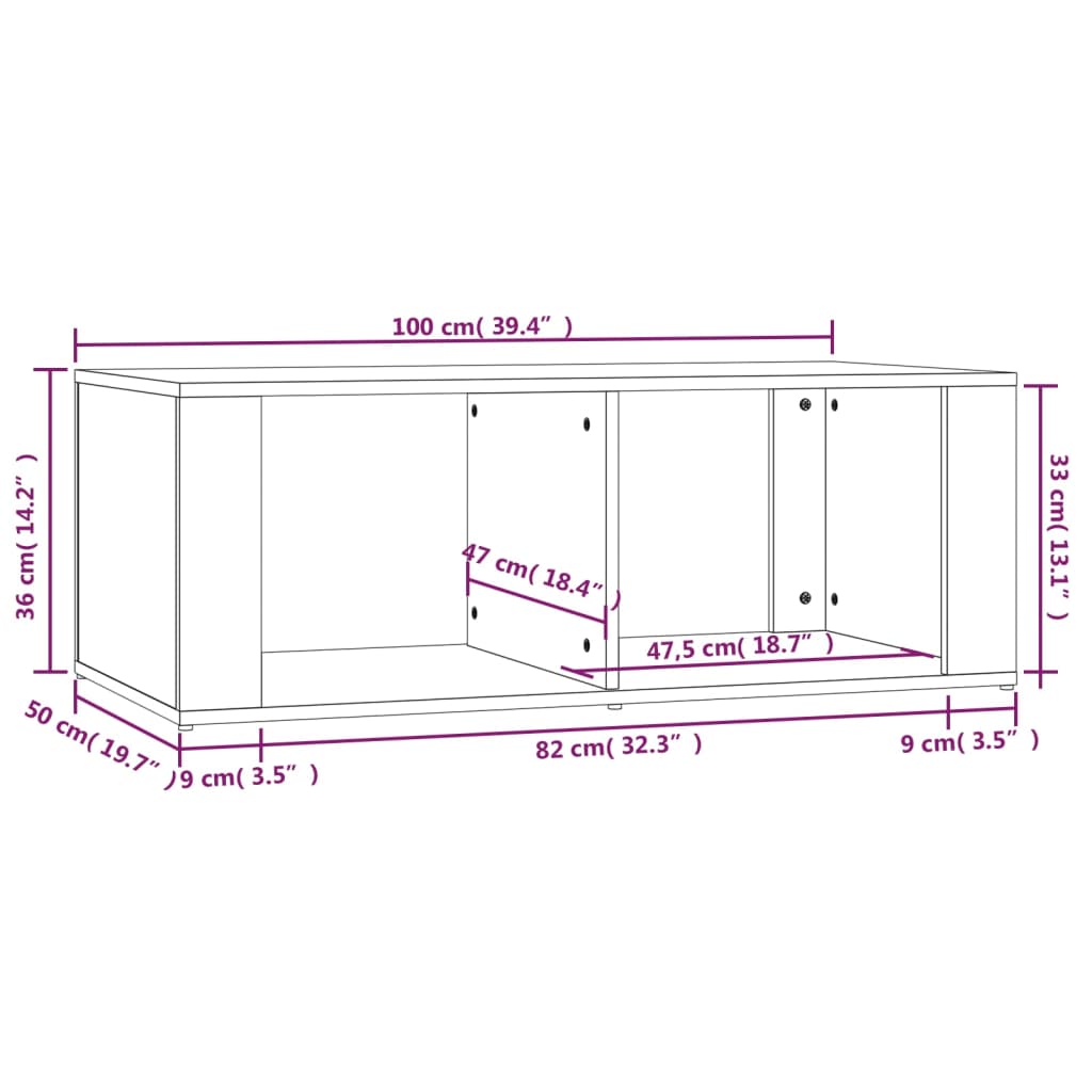 Mesa de centro madera negro 100x50x36 cm vidaXL