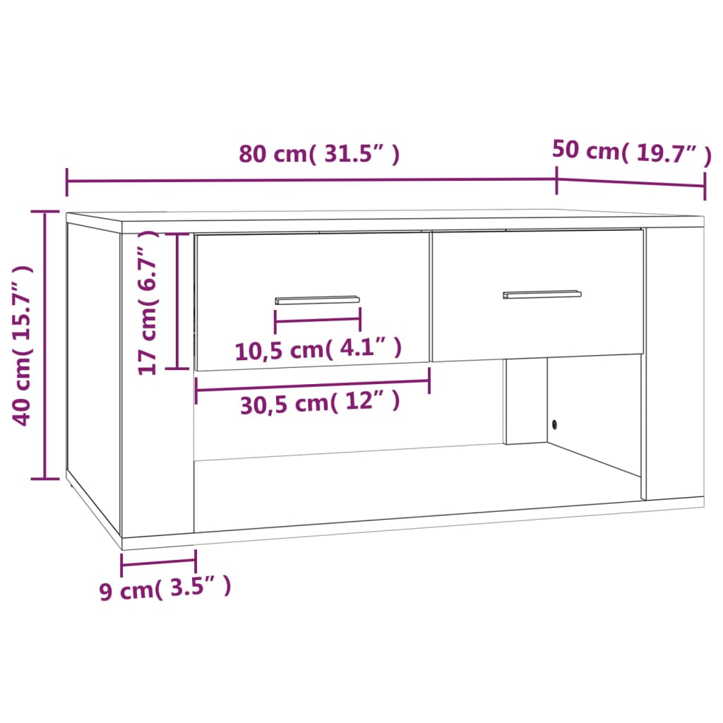 80x50x40 cm white wood center table