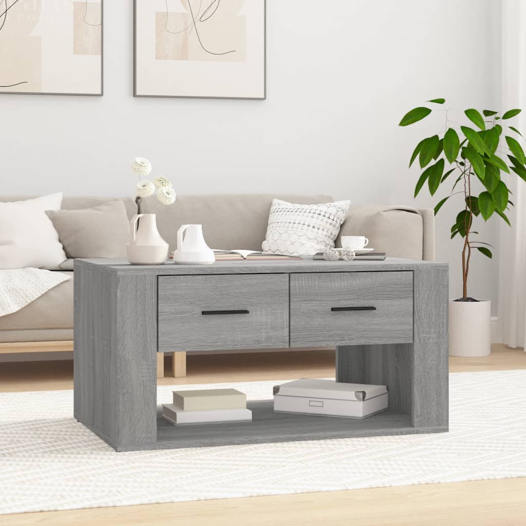 Vetonek Mesa de centro madera contrachapada gris Sonoma 80x50x40 cm