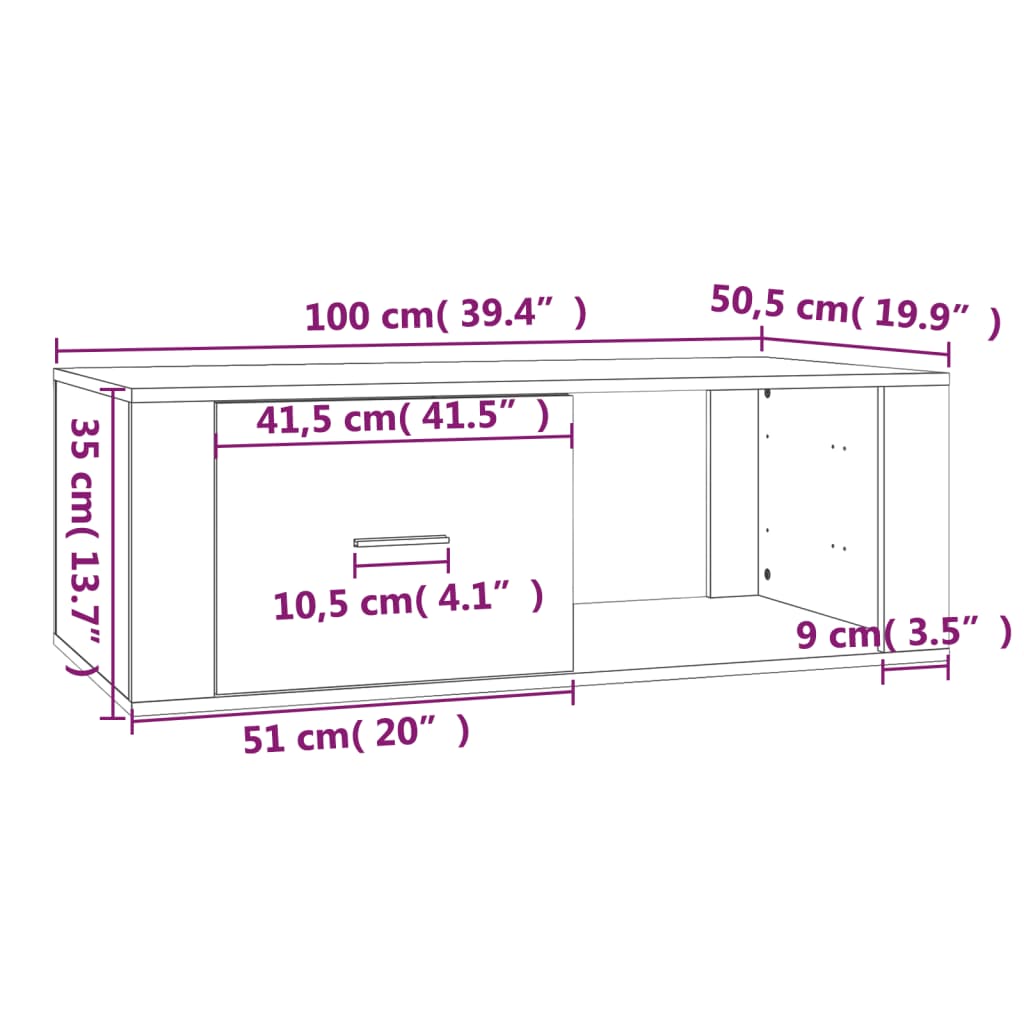 Tabella centrale in legno grigio 100x50,5x35 cm