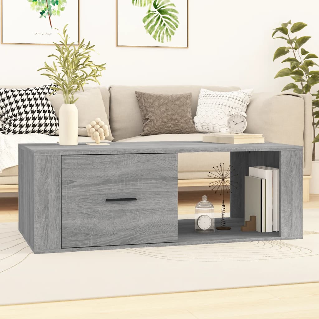 Vetonek Mesa de centro madera contrachapada gris Sonoma 100x50,5x35 cm