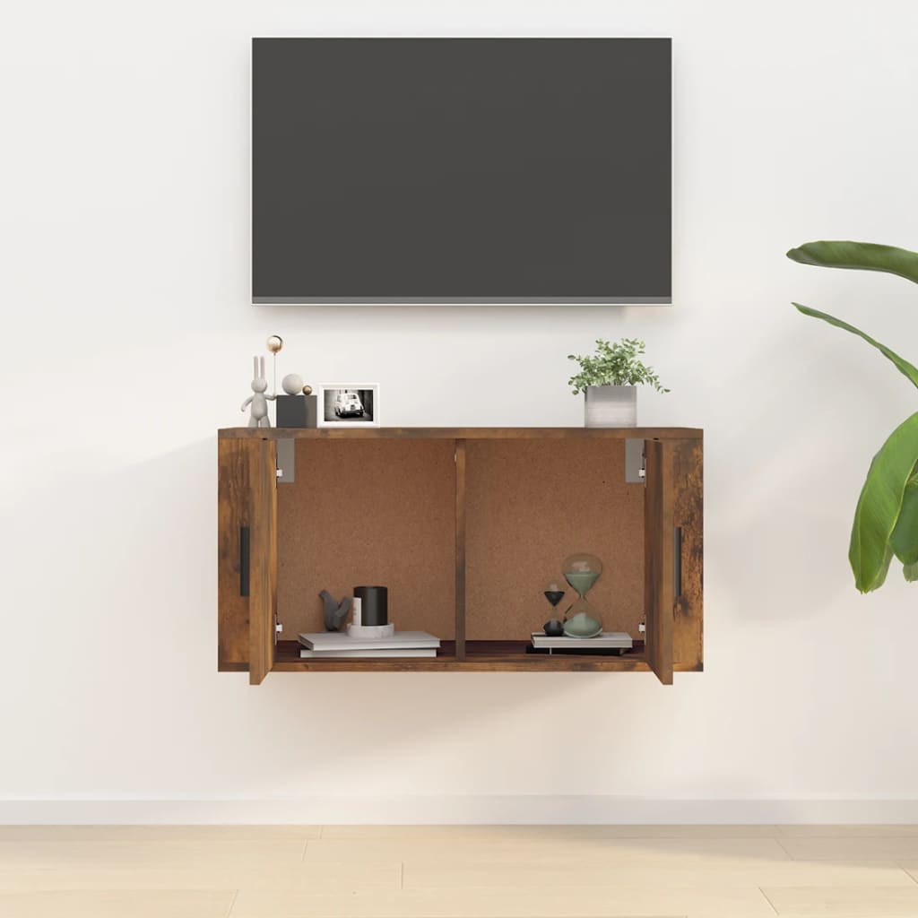 Mueble para TV de pared roble ahumado 80x34,5x40 cm