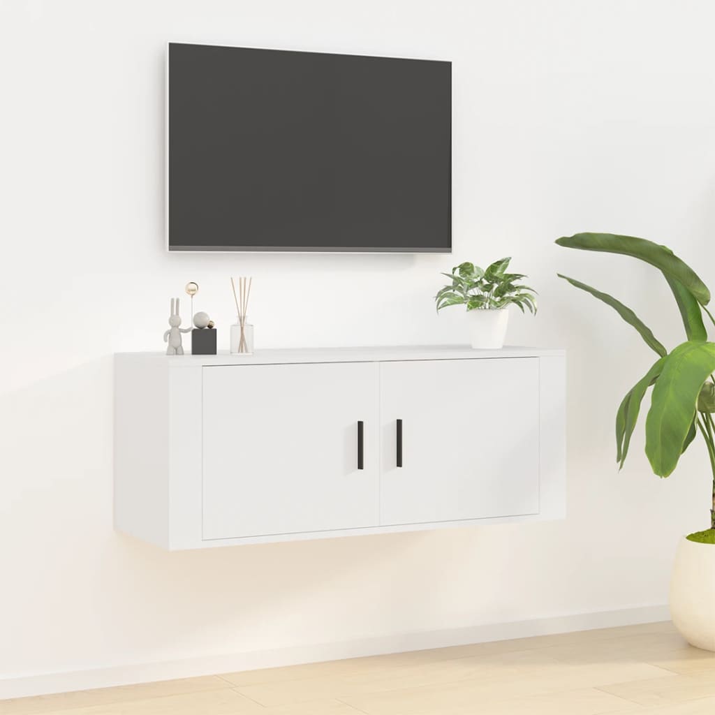 Vetonek Mueble para TV de pared blanco 100x34,5x40 cm