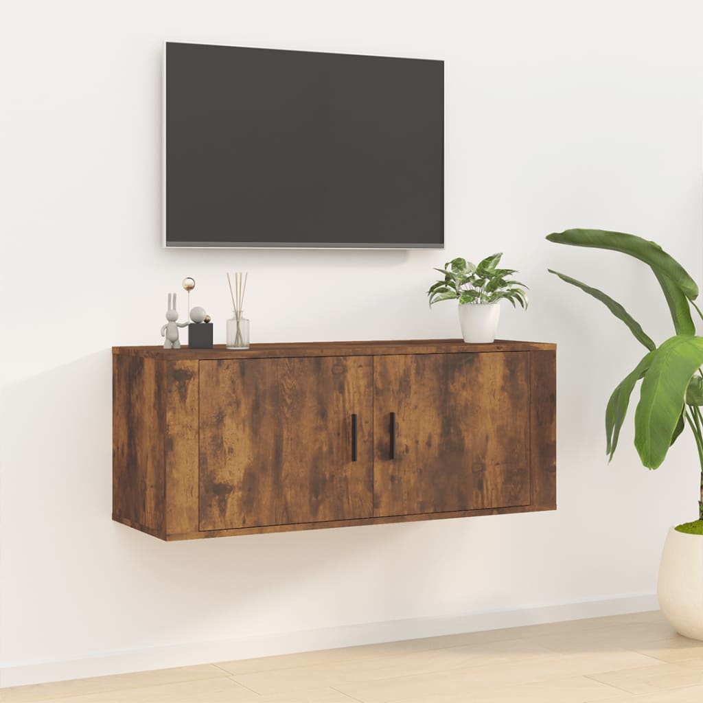 Vetonek Mueble para TV de pared roble ahumado 100x34,5x40 cm