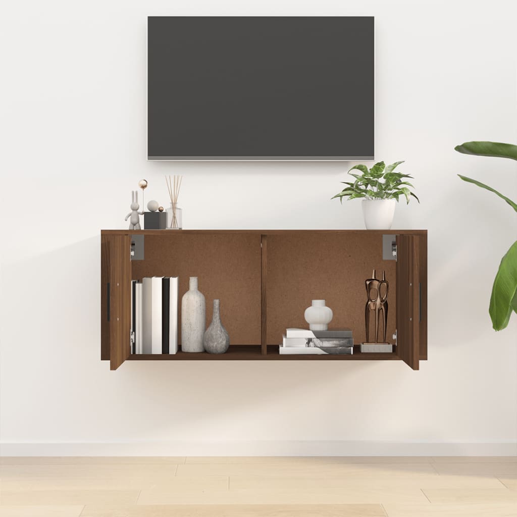 Wall TV furniture Brown oak 100x34,5x40 cm