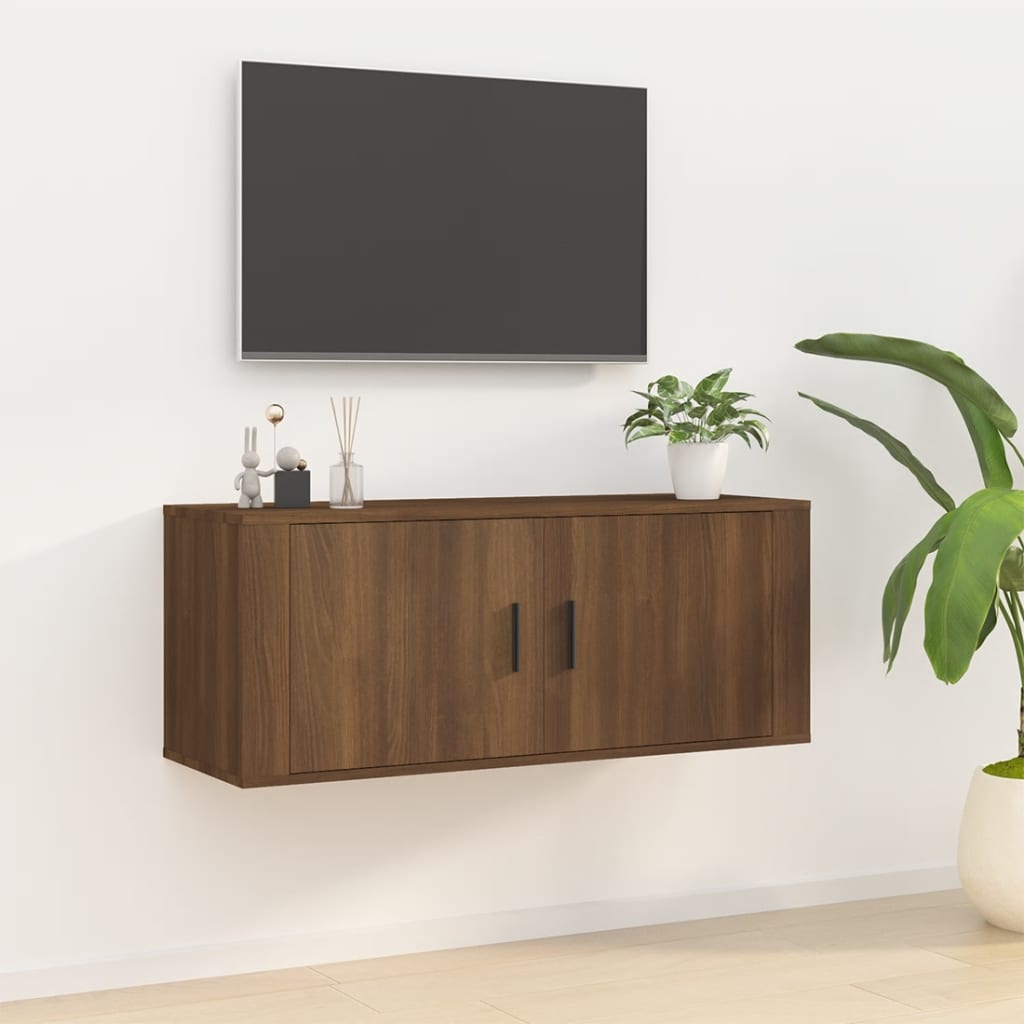 Vetonek Mueble para TV de pared roble marrón 100x34,5x40 cm