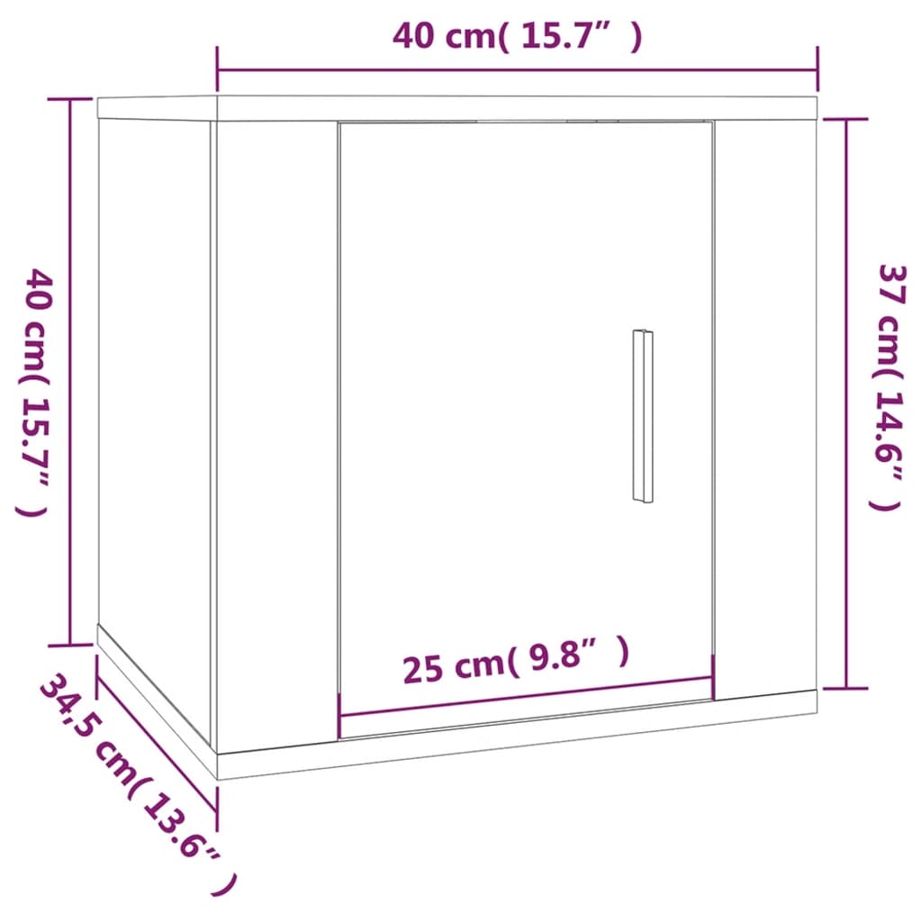 Bright white wall TV furniture 40x34,5x40 cm