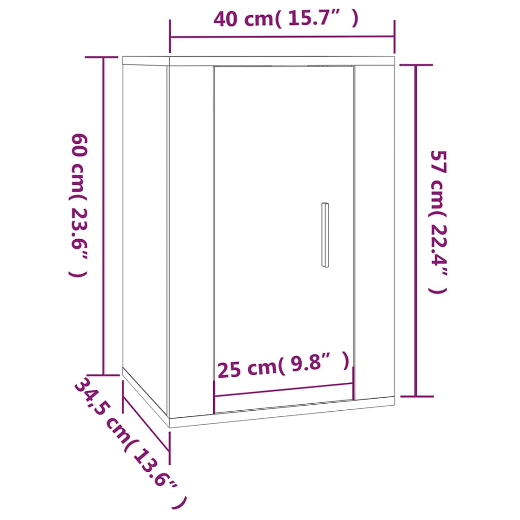 Muebles para TV de pared 2 uds negro 40x34,5x60 cm vidaXL