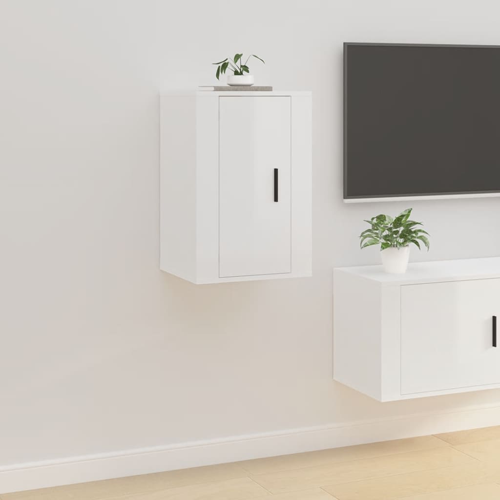 Vetonek Mueble para TV de pared blanco brillante 40x34,5x60 cm