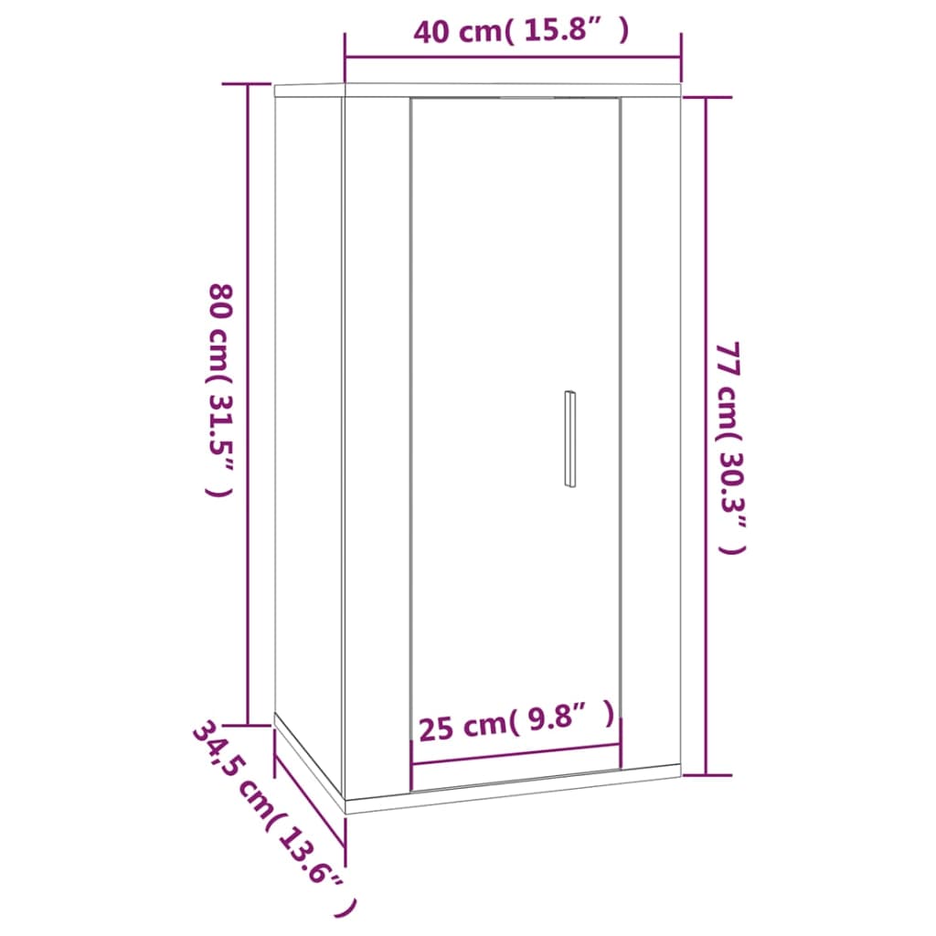 Mueble para TV de pared negro 40x34,5x80 cm vidaXL