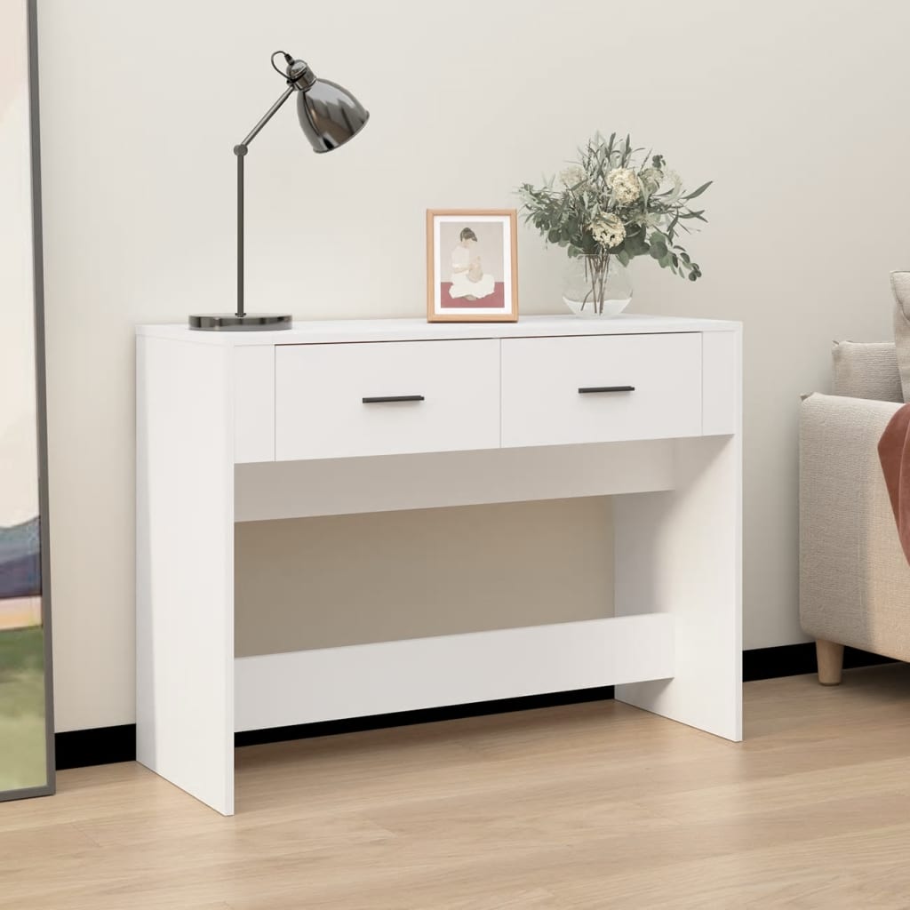 Vetonek Mesa consola de madera contrachapada blanco 100x39x75 cm