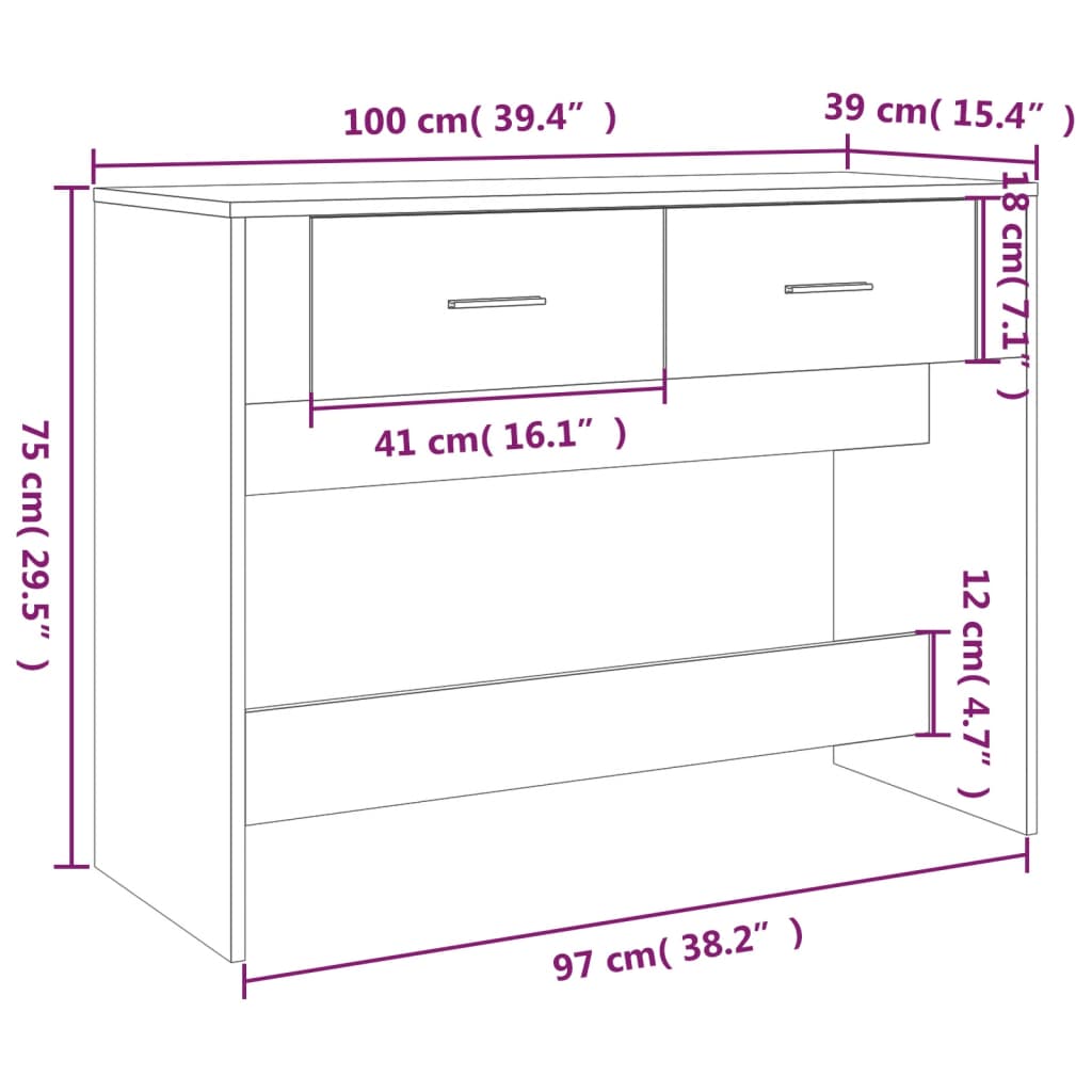 Mesa consola de madera blanco 100x39x75 cm vidaXL