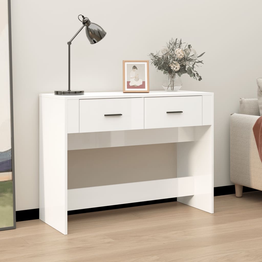 Vetonek Mesa consola madera contrachapada blanco brillante 100x39x75 cm