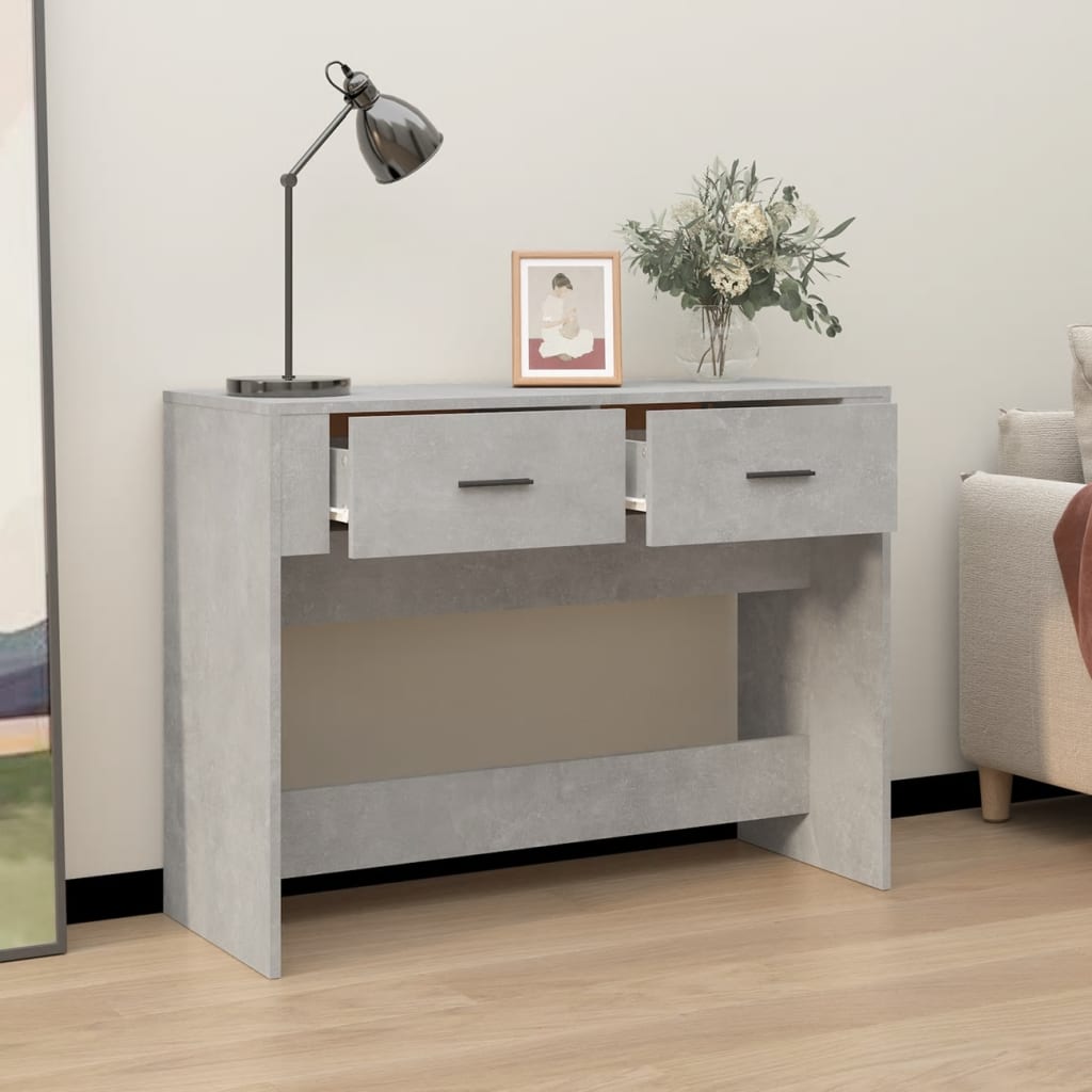 Mesa consola de madera gris hormigón 100x39x75 cm