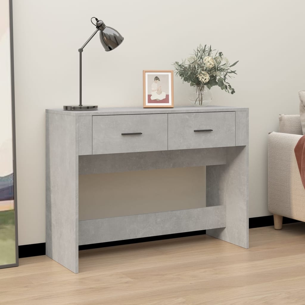 Vetonek Mesa consola de madera contrachapada gris hormigón 100x39x75 cm