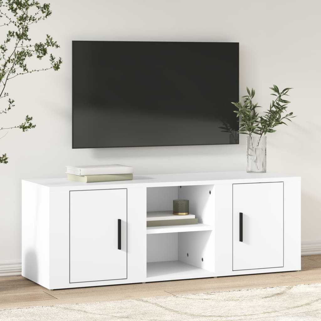 Vetonek Mueble para TV madera contrachapada blanco 100x31,5x35 cm