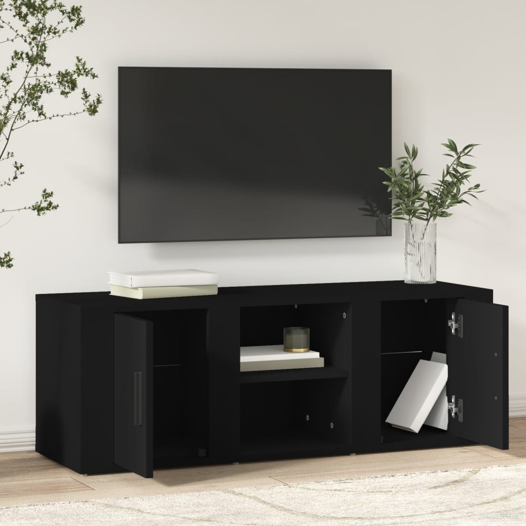 TV furniture black wood 100x31,5x35 cm