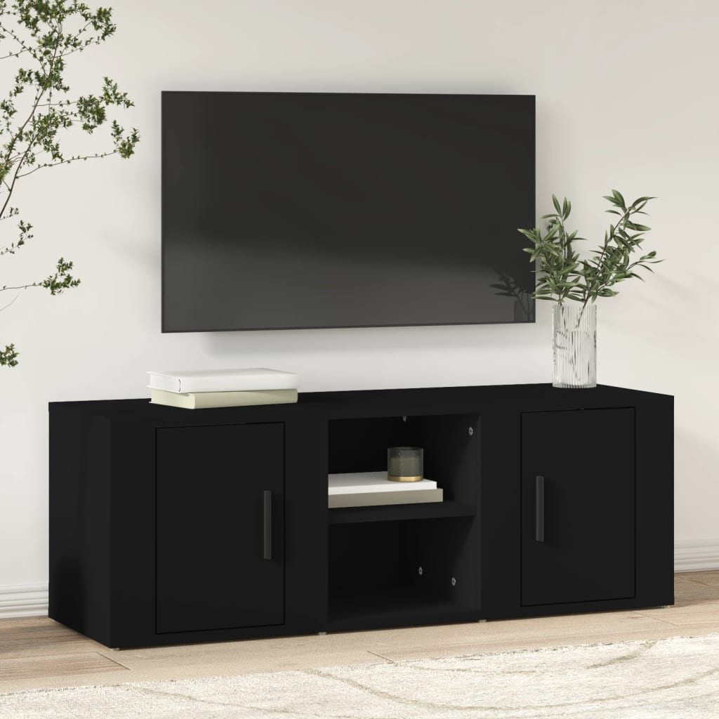 Vetonek Mueble para TV madera contrachapada negro 100x31,5x35 cm