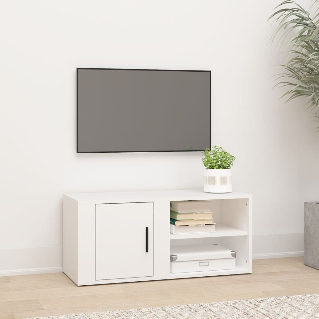 Vetonek Mueble para TV madera contrachapada blanco 80x31,5x36 cm