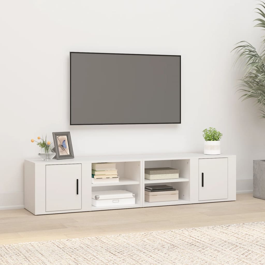 Vetonek Muebles para TV 2 uds madera contrachapada blanco 80x31,5x36 cm