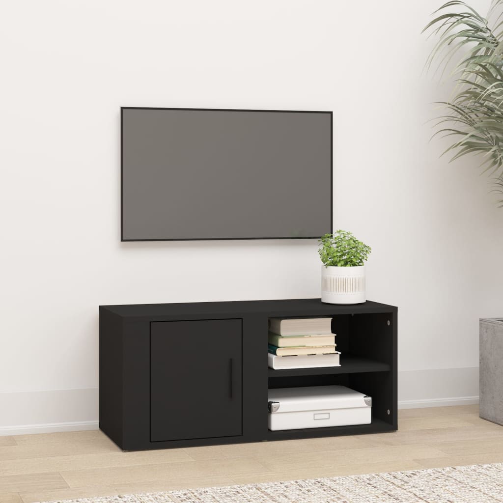 Vetonek Mueble para TV madera contrachapada negro 80x31,5x36 cm