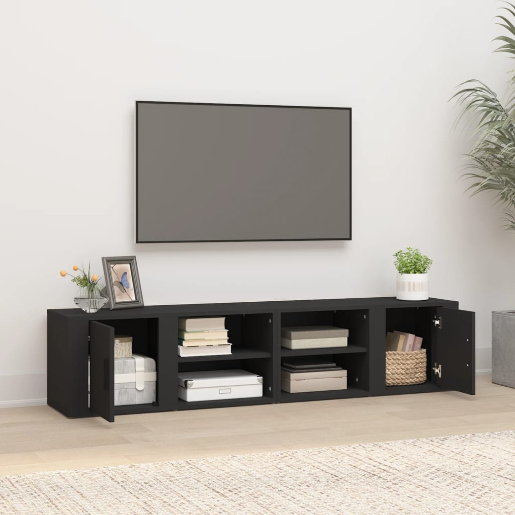 Móveis de TV 2 UDs Black Wood 80x31,5x36 cm