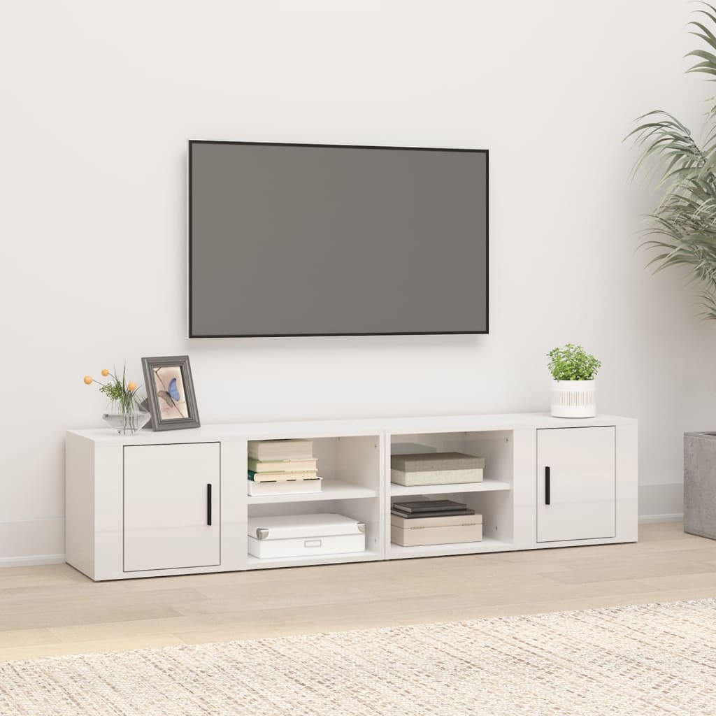 Vetonek Muebles para TV 2 uds madera blanco brillo 80x31,5x36 cm