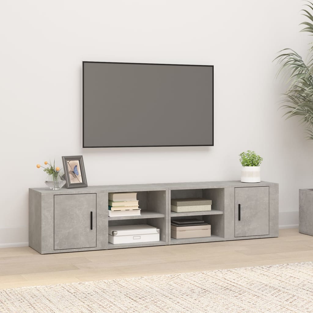 Vetonek Mueble TV 2 uds madera contrachapada gris hormigón 80x31,5x36cm