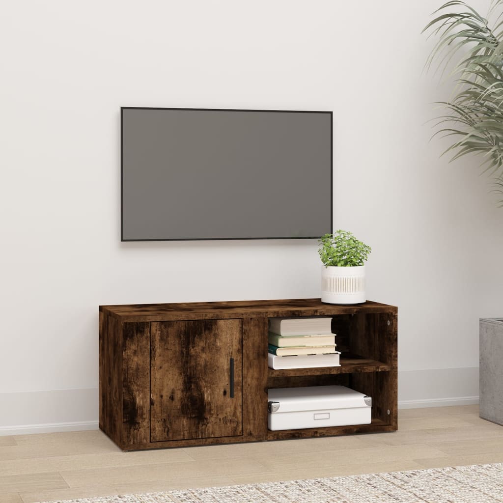 Vetonek Mueble para TV madera contrachapada roble ahumado 80x31,5x36 cm