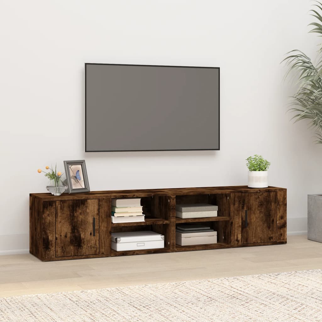 Vetonek Mueble TV 2 uds madera contrachapada roble ahumado 80x31,5x36cm