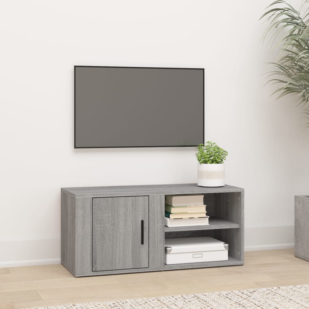 Vetonek Mueble para TV madera contrachapada gris Sonoma 80x31,5x36 cm