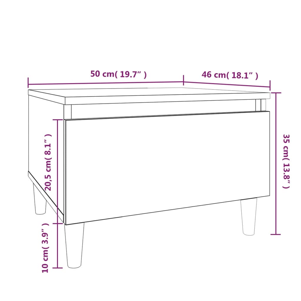 Mesas auxiliares 2 uds contrachapada roble marrón 50x46x35 cm vidaXL