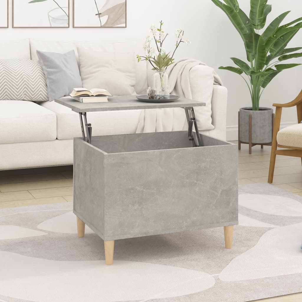 Vetonek Mesa de centro madera contrachapada gris hormigón 60x44,5x45 cm