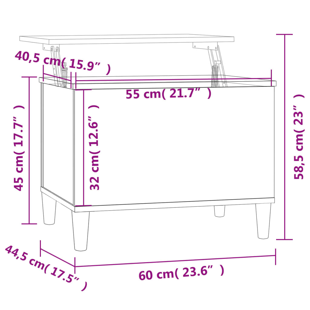 Purpachated wood center table Ahumado oak 60x44,5x45 cm