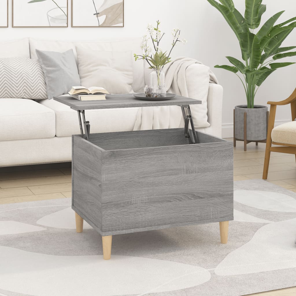 Vetonek Mesa de centro madera contrachapada gris Sonoma 60x44,5x45 cm