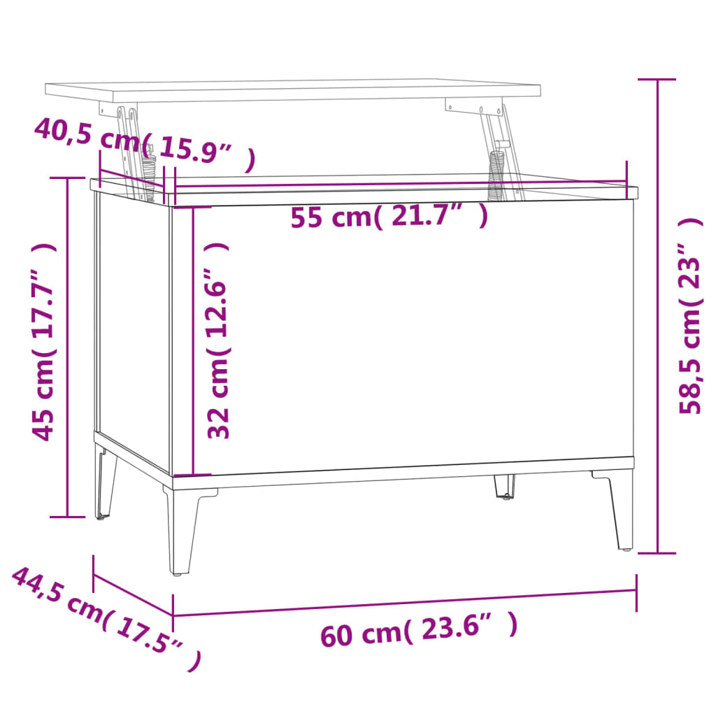 Mesa de centro madera blanco brillo 60x44,5x45 cm vidaXL