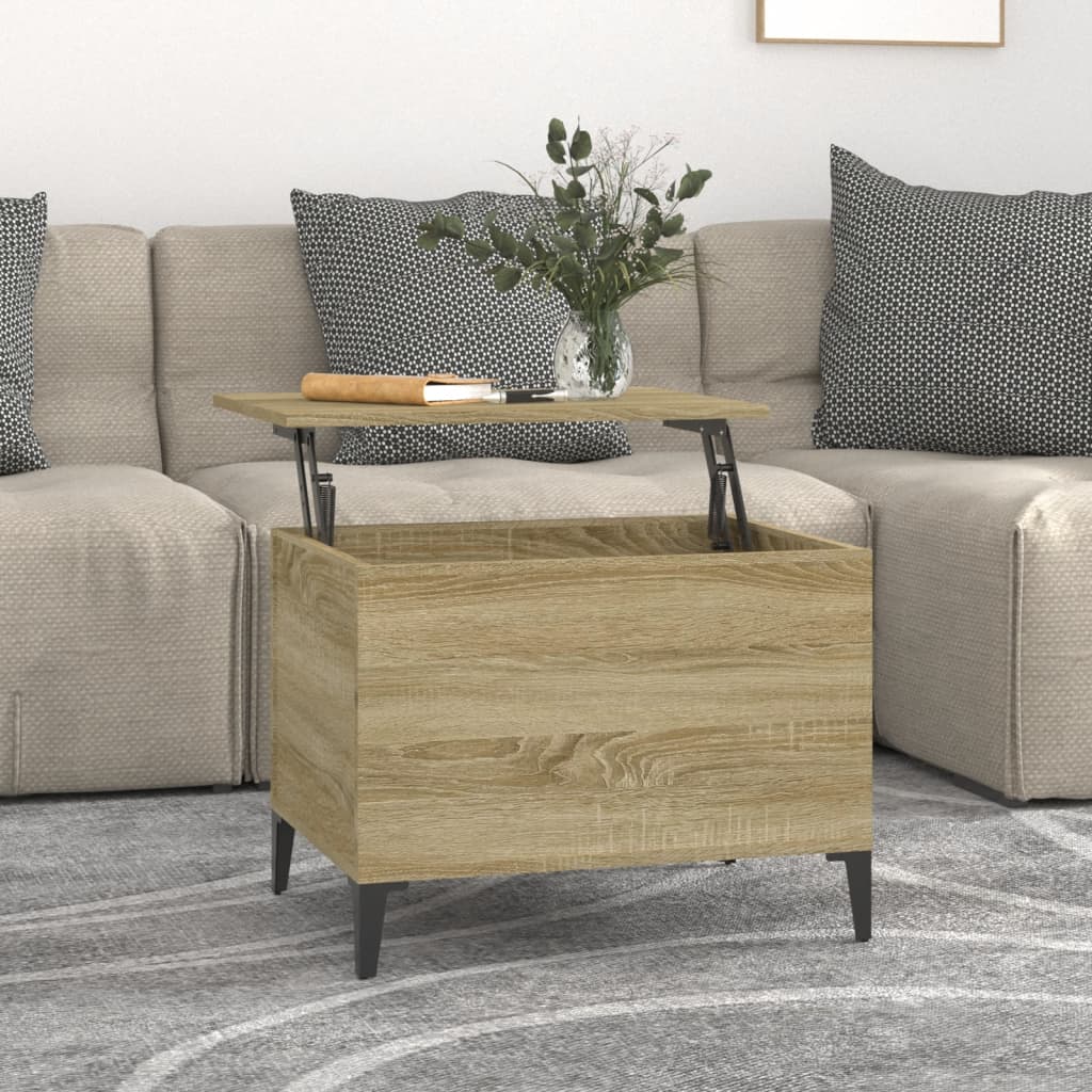 Vetonek Mesa de centro madera contrachapada roble Sonoma 60x44,5x45 cm