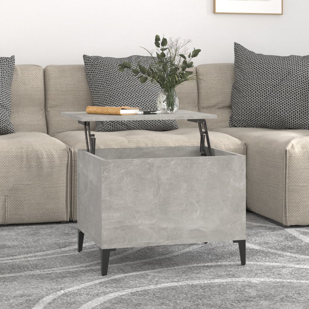 Vetonek Mesa de centro madera contrachapada gris hormigón 60x44,5x45 cm